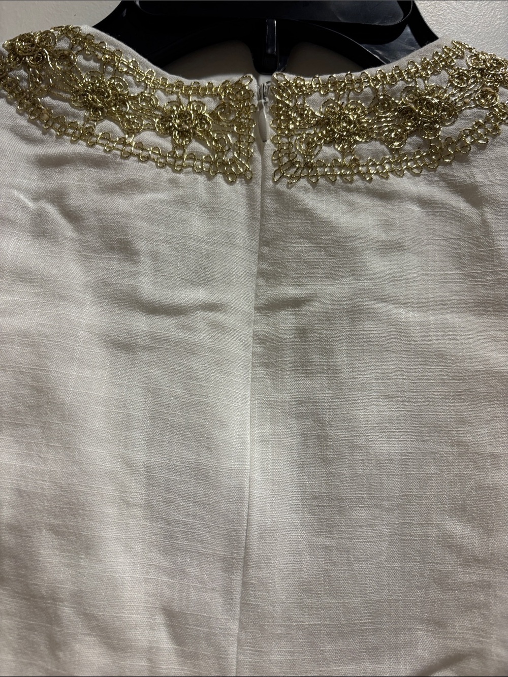 JB by Julie Brown White Sleeveless Mini Dress with Gold Embroidered V-Neck 0 - Picture 5 of 7